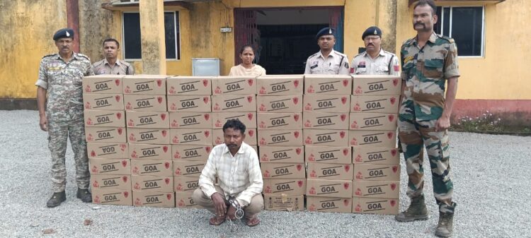 5 लाख रुपए से अधिक की मध्यप्रदेश निर्मित 75 पेटी अग्रेजी शराब के साथ तस्कर गिरफ्तार
