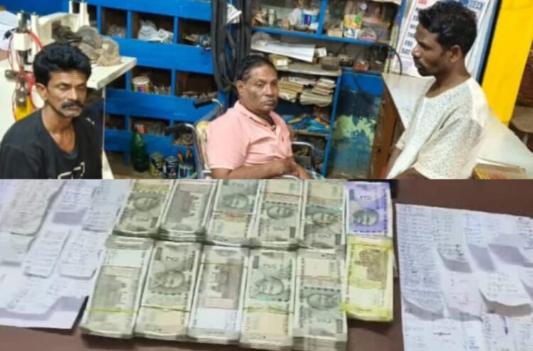 पंचर दुकान में पुलिस की रेड कार्यवाही: दिव्यांग आरोपी चला रहा था सट्टा, नगद 5.50 लाख रुपए सहित सट्टा पर्ची बरामद