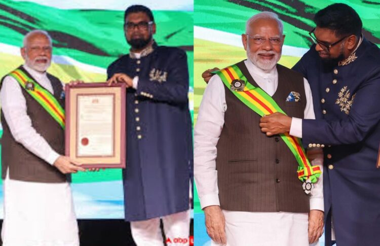 पीएम मोदी को गुयाना के राष्ट्रपति ने सर्वोच्च नागरिक सम्मान ‘ऑर्डर ऑफ एक्सीलेंस’ से किया सम्मानित