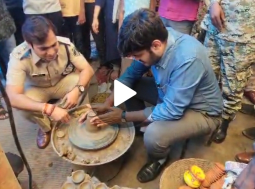 कलेक्टर और पुलिस अधीक्षक ने स्वयं बनाएं मिट्टी के दीए, पर्यावरण बचाने की अपील