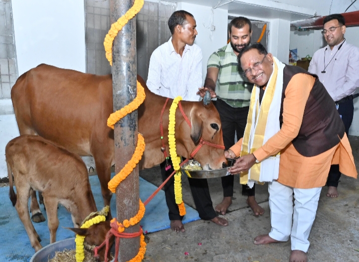 गोवर्धन पूजा के अवसर पर मुख्यमंत्री ने किया गौपूजन, प्रदेशवासियों की सुख-समृद्धि की कामना की