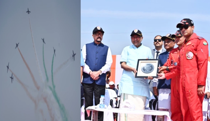 राज्योत्सव पर वायु सेना की टीम का रोमांचक एयर शो, सेंध जलाशय के ऊपर आसमां में गूंजा ‘जय जोहार’ और ‘छत्तीसगढ़िया सबले बढ़िया’