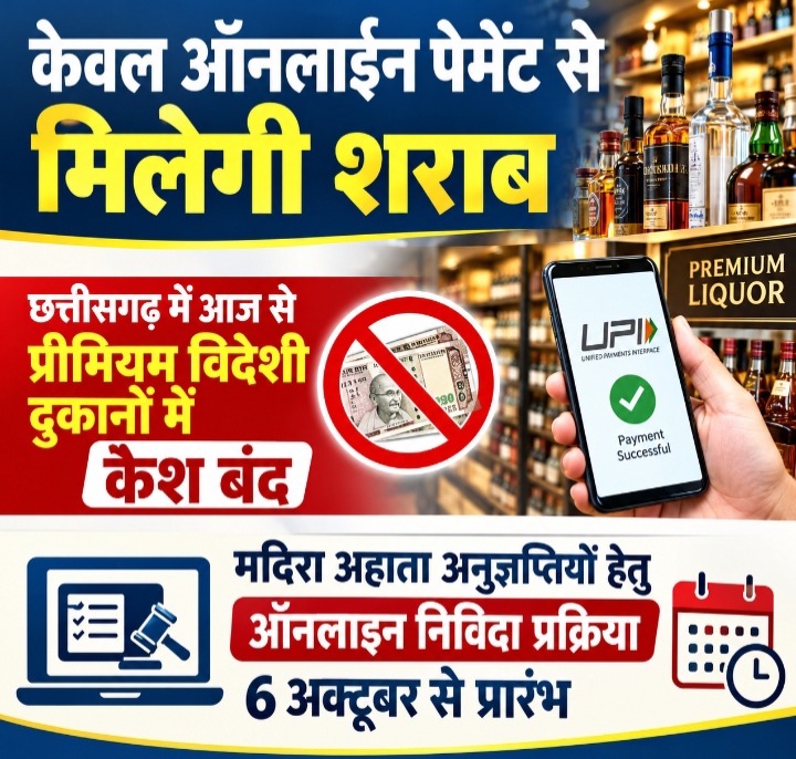 आज से प्रीमियम विदेशी दुकानों में कैश बंद, केवल ऑनलाईन पेमेंट से मिलेगी शराब